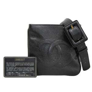 CHANEL Black Caviar Leather Logo Fanny Pack